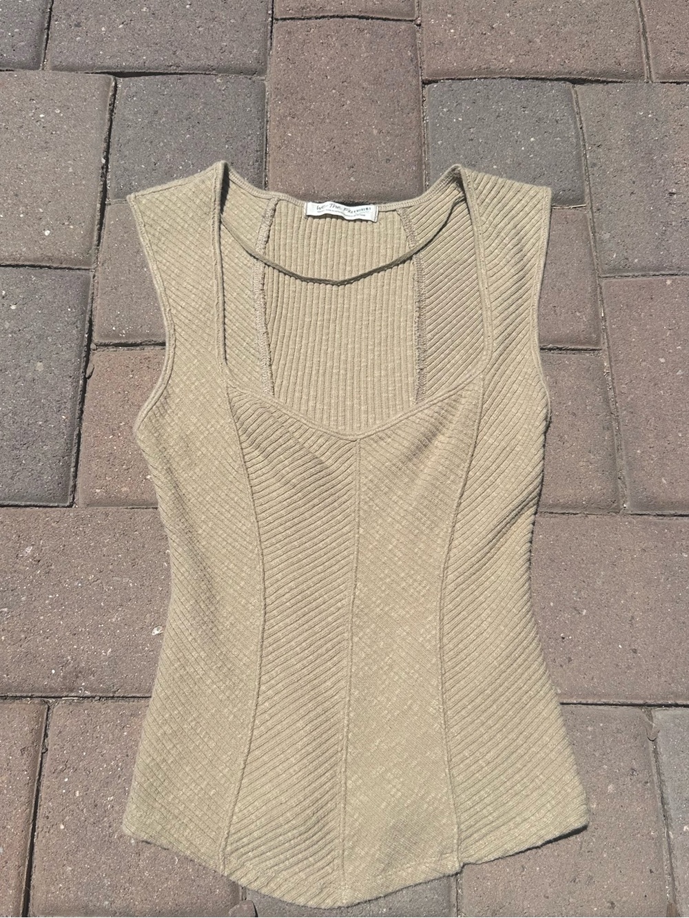 We The Free Ribbed Tank Top in Beige